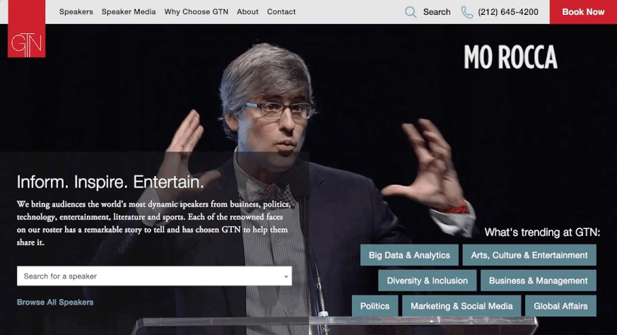 Greater Talent Network homepage with background video.